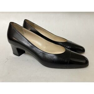 VTG Galo Vero Cuoio Black Leather Pumps Made In Italy Women's 7 EU 37.5